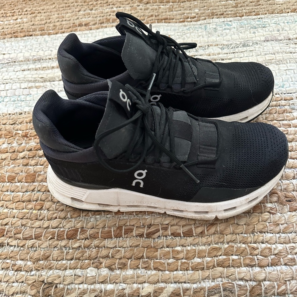 On Running Womens Black and White Athletic Sneakers